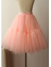Peach Pink Satin Belt Tulle Tutu Skirt